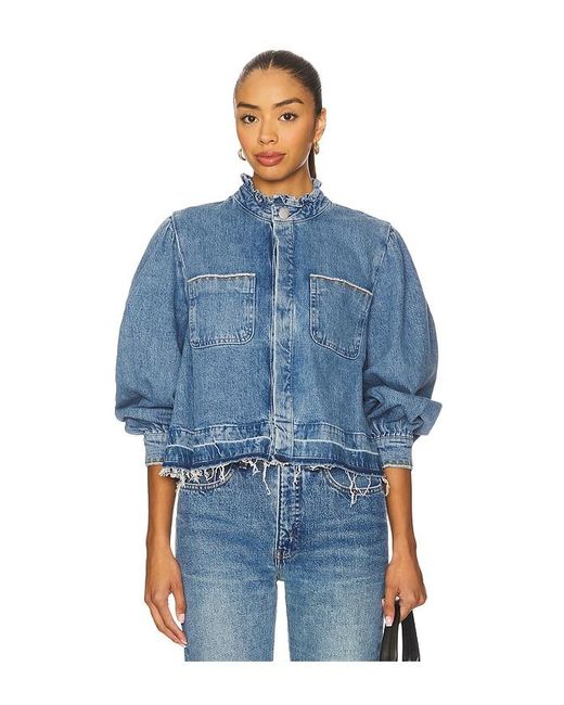 seventy + mochi Blue Ziggy Cropped Jacket