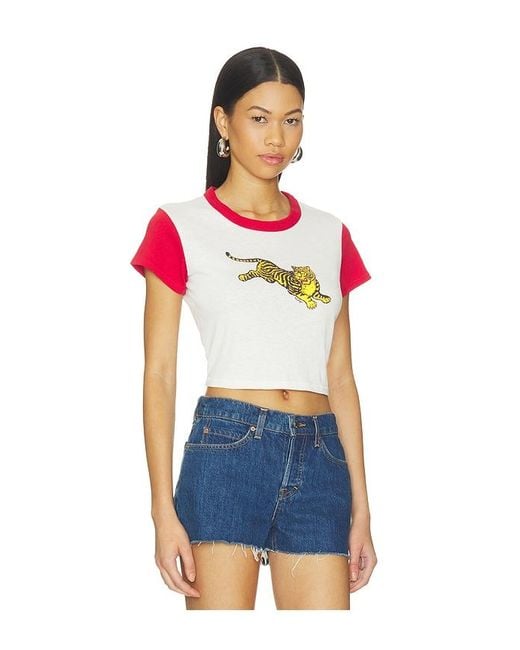 KENZO Blue Jumping Tiger Cropped T-Shirt