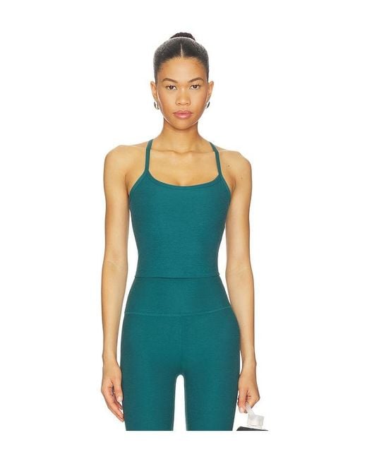 Beyond Yoga Blue Spacedye Slim Racerback Cropped Tank Top