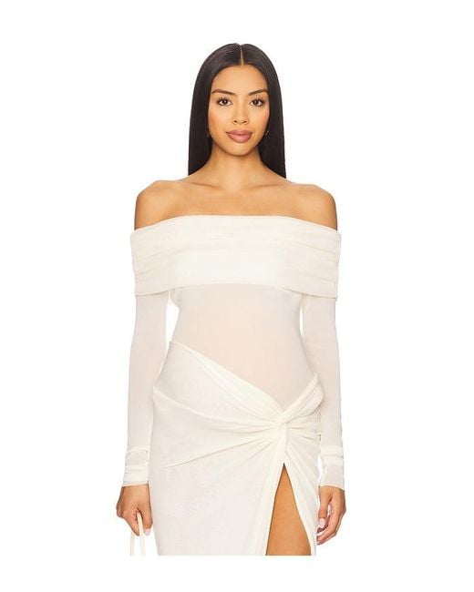 BUMPSUIT White Off The Shoulder Mesh Top