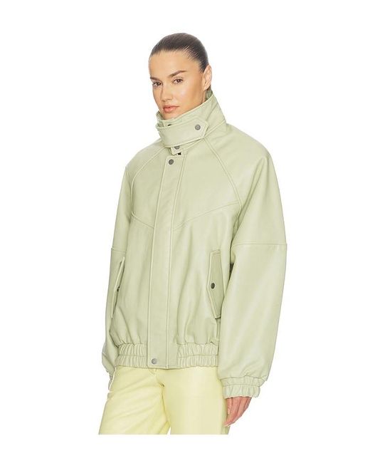 Helsa White The Oversized Leather Bomber