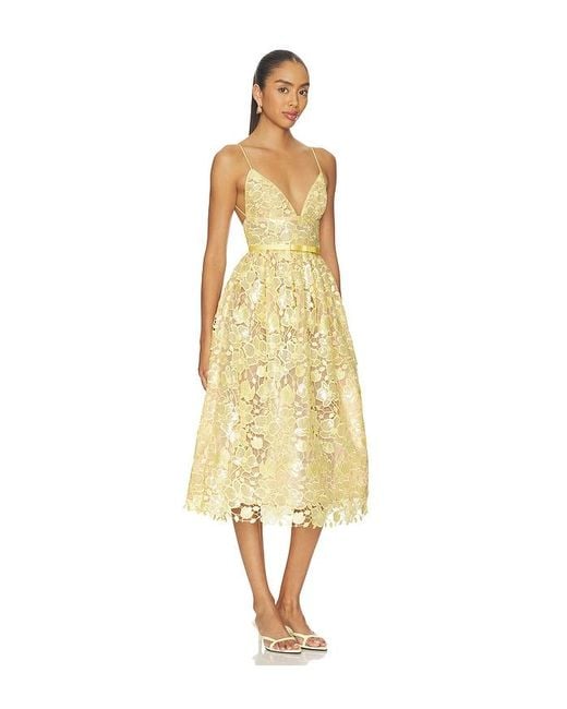 retroféte Yellow Eulalia Lace Dress