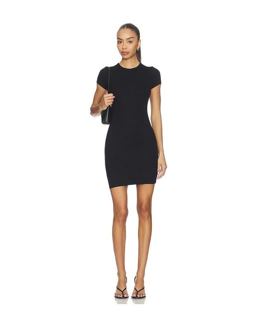 ÉTERNE Black Cap Sleeve Mini Dress