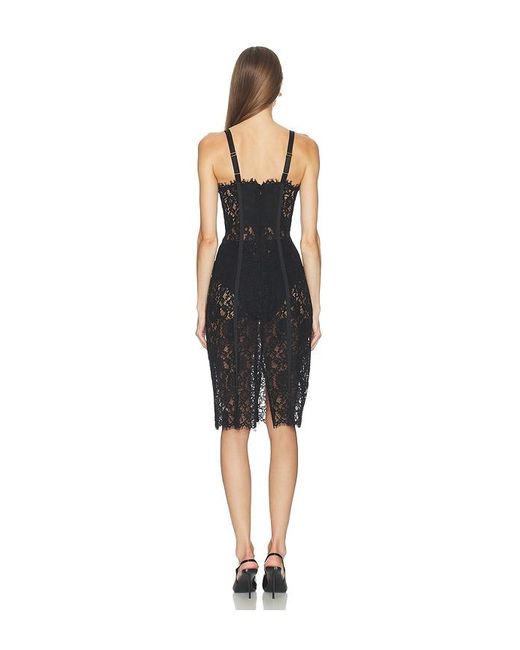 L'Agence Black Jennifer Lace Bustier Midi Dress