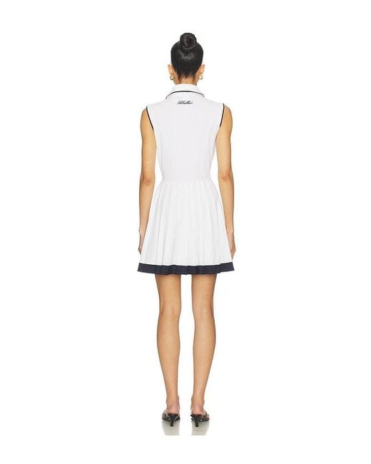 Khalhon White Club Trim Pleated Dress