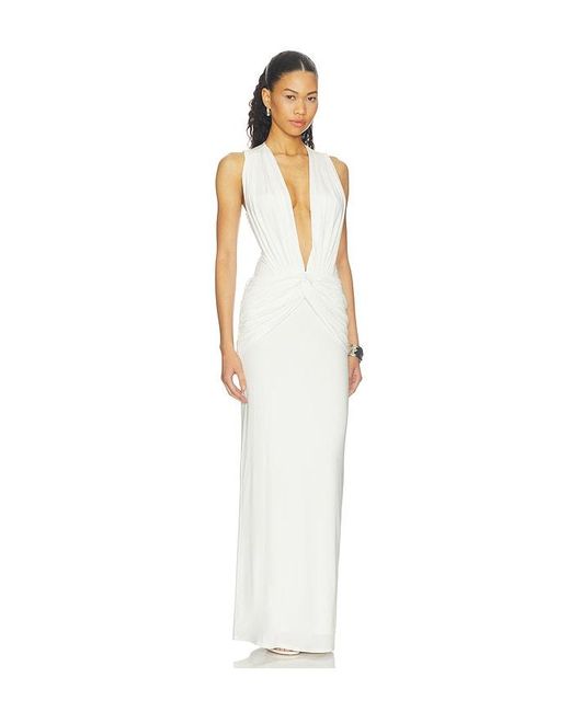 Shona Joy White Miro Sleeveless Plunged Maxi Dress