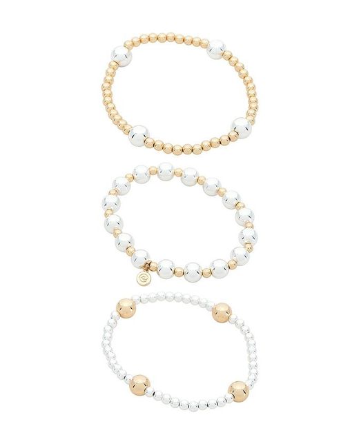 Ettika White Mixed Metal Bubble Line Bracelet Set