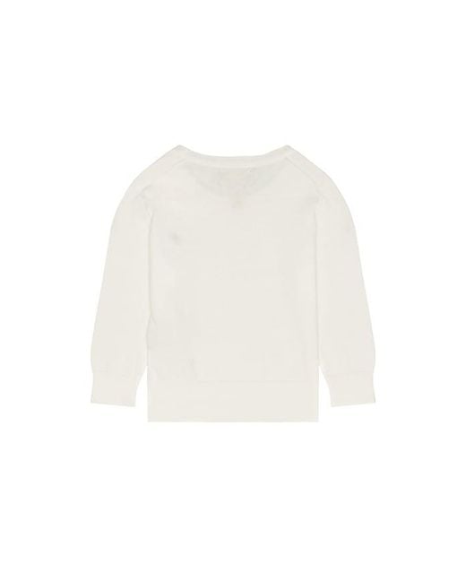 Polo Ralph Lauren White Long Sleeve Cotton Cable Knit Crewneck Sweater