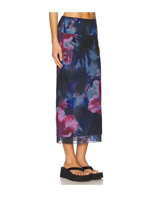 Free People Blue Sunset Mesh Maxi Skirt