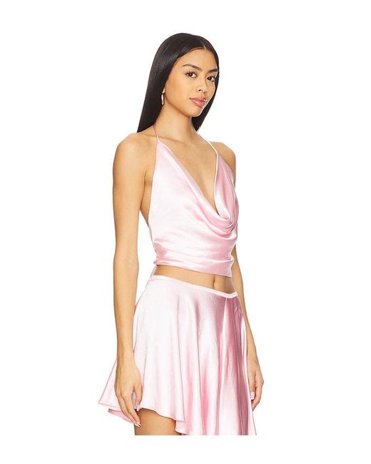 Bardot Andreama サテンホルタートップ Pink
