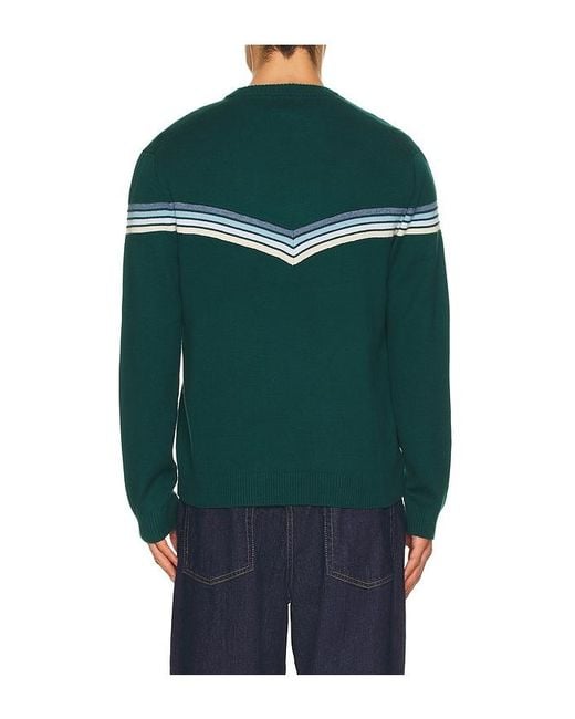Marine Layer Green Chevron Varsity Crew Sweater for men