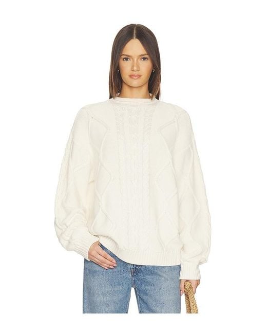 SRG White Amberlyn Roll Neck Cable Sweater