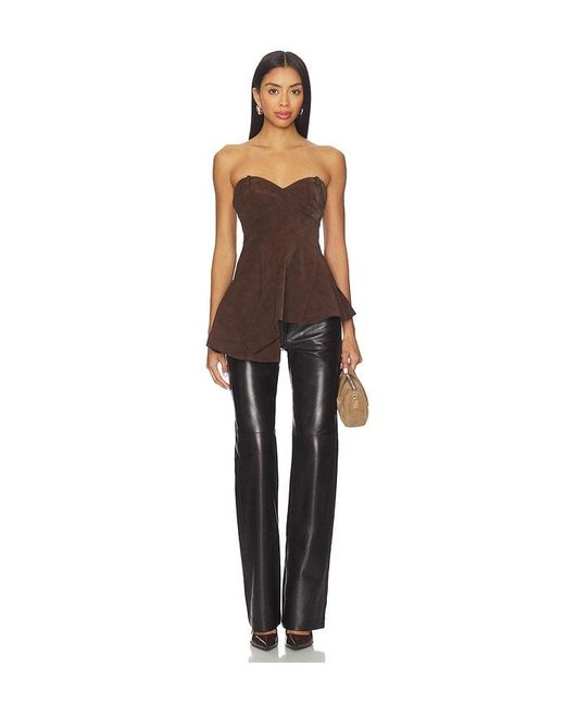 AMUR Brown Augusta Bustier Peplum Top