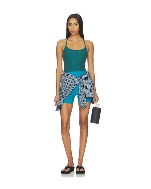 Beyond Yoga Blue Spacedye Slim Racerback Cropped Tank Top