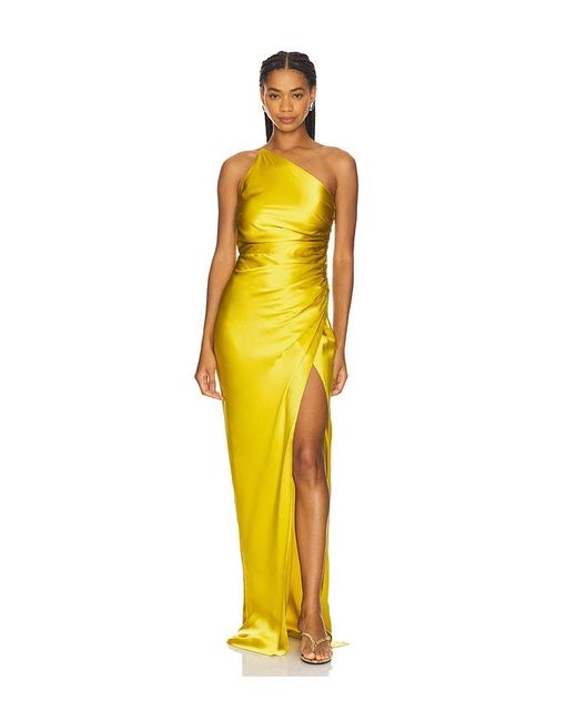 The Sei Women's Yellow Asymmetrical Gathered Wrap Gown -  www.rajagirimanappuram.com