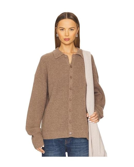 AYA MUSE Natural Relaxed Knit Button Up Sweater