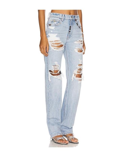Alexander Wang Blue Distressed Ez Mid Rise Jean