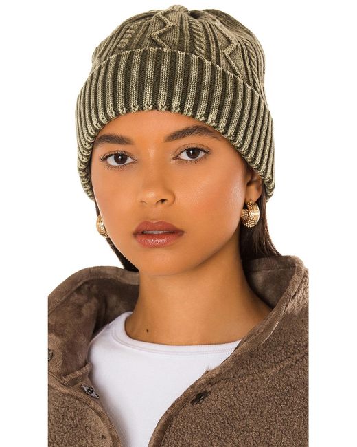 Free People Cotton Stormi Washed Cable Beanie in Chestnut (Brown 