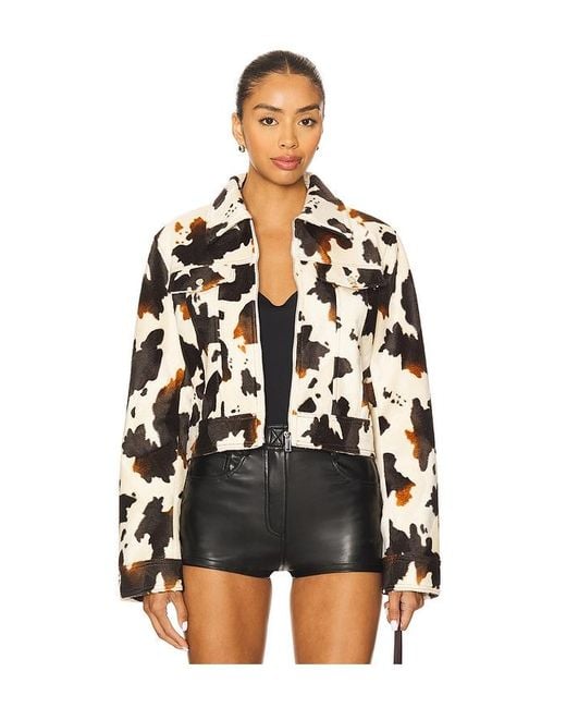 superdown Black Leah Cow Print Jacket