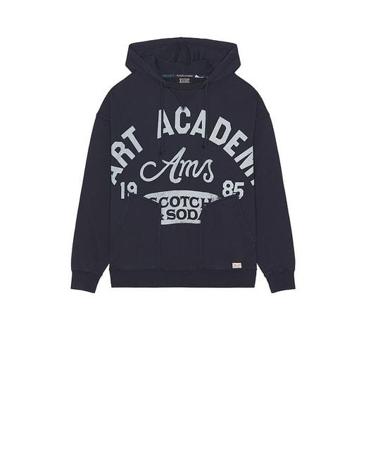Scotch & Soda Blue Wash Artwork Hoodie for men