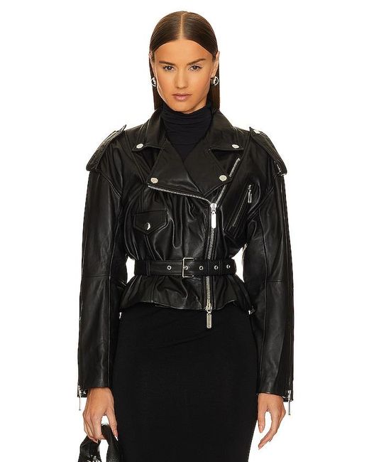 Camila Coelho Black Ambrosia Leather Moto Jacket