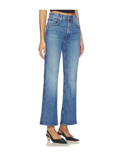 Mother Blue Lil Petite High Waisted Bookie Sneak Jeans