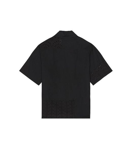 JUNGLES Black Lace Button Up Shirt for men