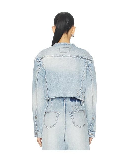 Ksubi Blue Torn Off Crop Trucker Jacket