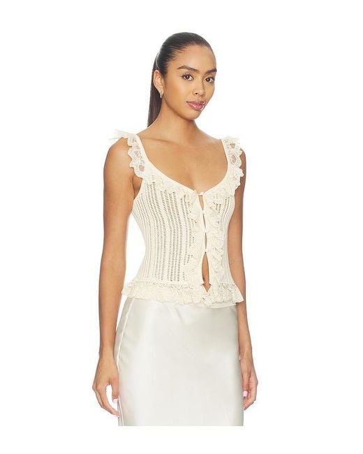 Tularosa White Leyla Pointelle Ruffle Top