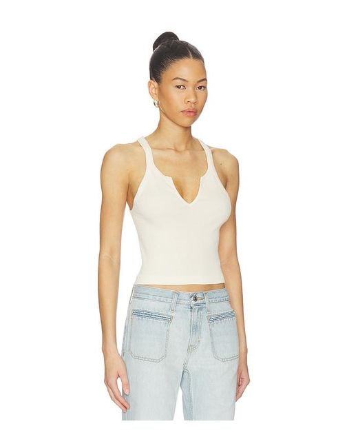 Re/done White V Cut Ribbed Tank Top