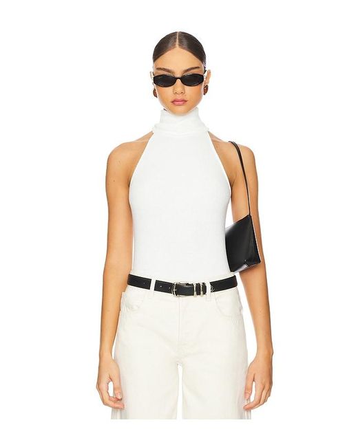 Enza Costa White Knit Halter Turtleneck