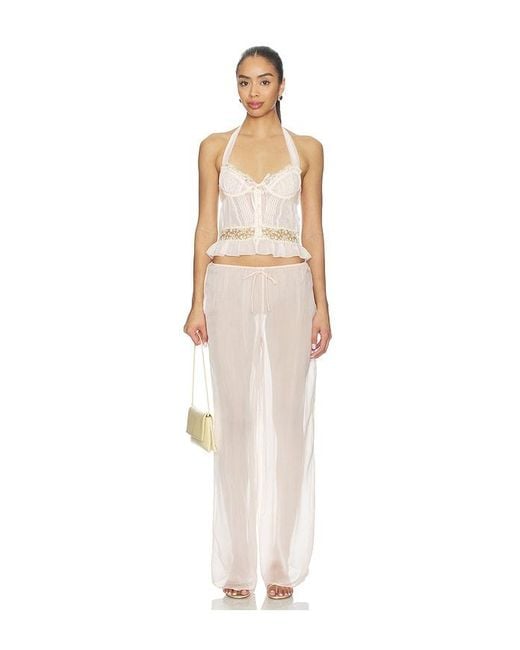 For Love & Lemons Natural Gilded Lace Bustier
