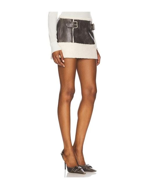 A VINTAGE FIT Black Faux Shearling Mini Skirt