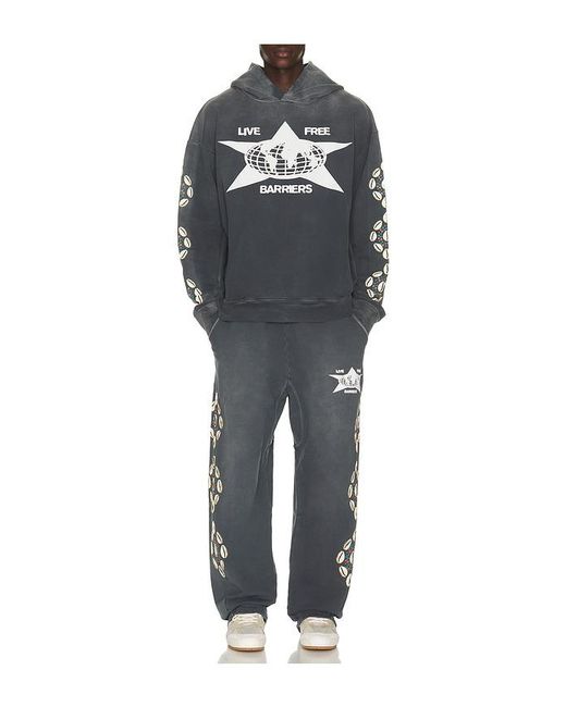Barriers Worldwide Black Cowrie Shell Sweatpants for men