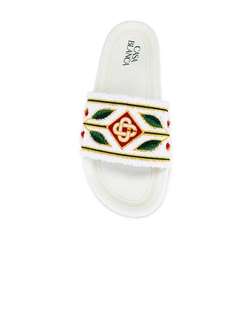 Casablanca White Embroidered Terry Slider for men