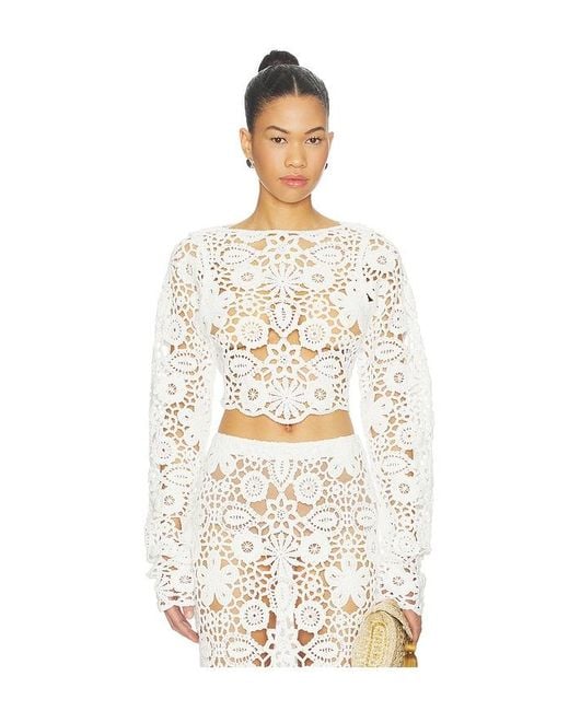 SNDY'S Natural Tala Crochet Top