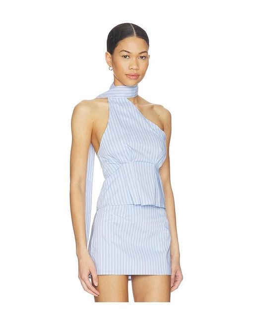 ALL THE WAYS Blue Sandy Tie Neck Top