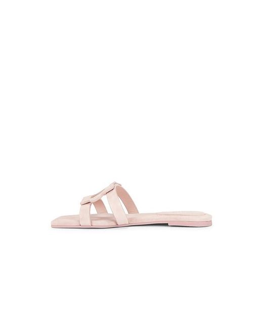 Jonathan Simkhai White Monogram Suede Flat Slide