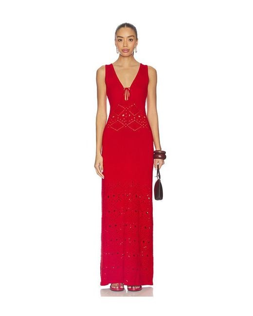 Seven Wonders Red Milah V-neck Knit Maxi Dress