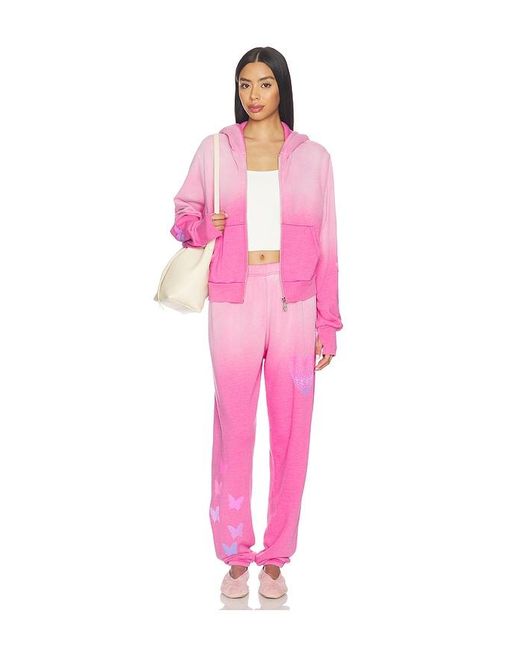 Lauren Moshi Pink Butterfly Heart Sweatpant
