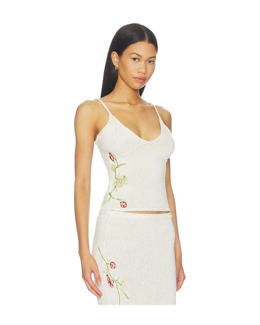 Asta Resort White Carolina Embroidered Camisole