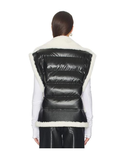 Jocelyn Black Faux Shearling & Leather Moto Vest