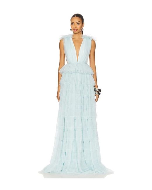 SAU LEE Blue Sabrina Gown