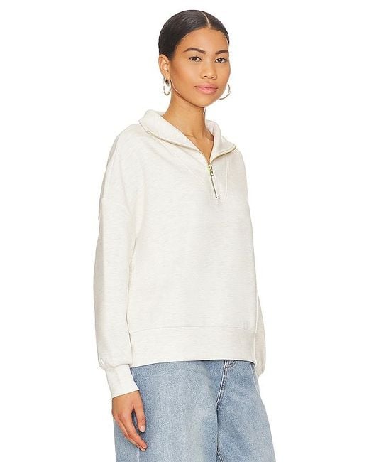 Varley White Hawley Half Zip Sweatshirt