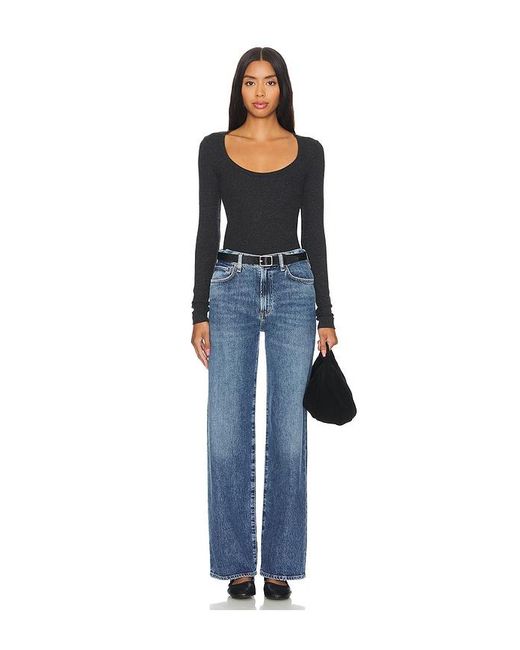 Agolde Blue Harper Mid Rise Relaxed Straight Jeans