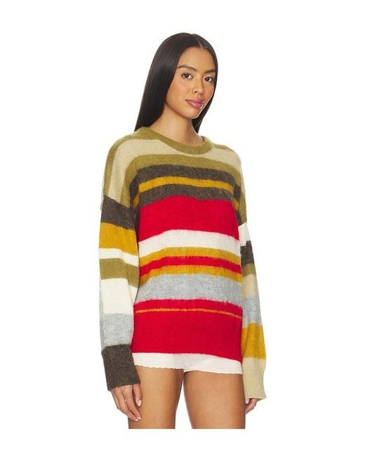 GUIZIO Red Oversized Stripe Jumper