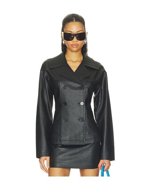 superdown Black Caroline Faux Leather Jacket