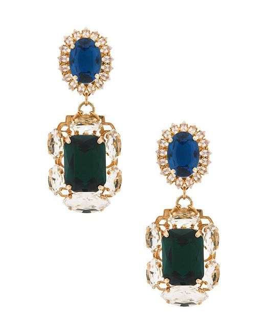 Anton Heunis Blue Omega Clasp With Square Pendant Earrings
