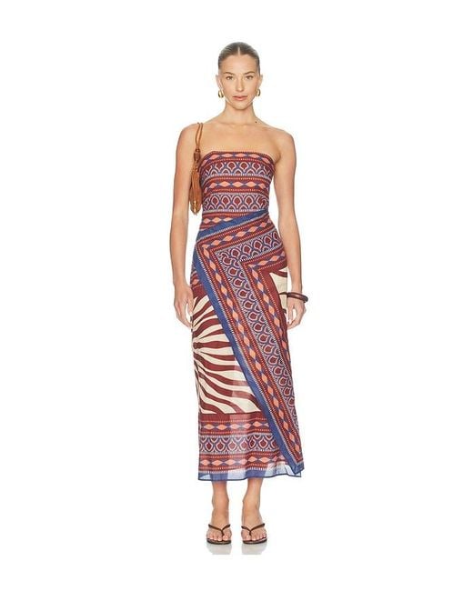 Johanna Ortiz Red Paraiso Agreste Ankle Dress