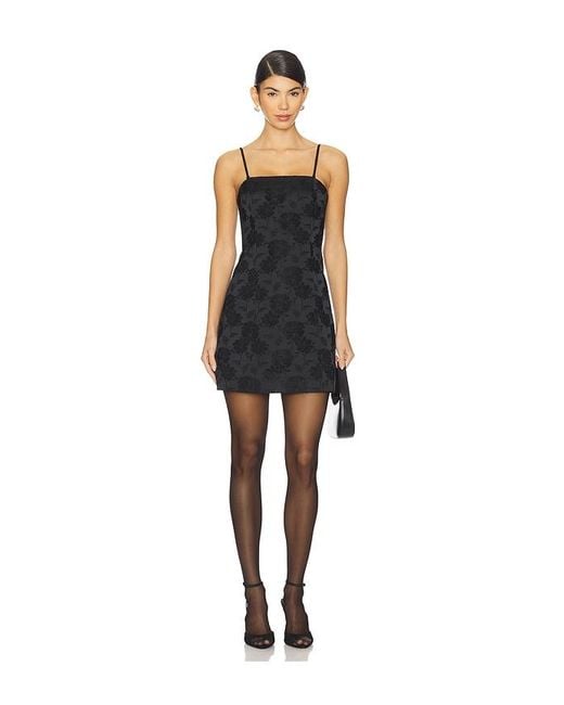 Alice + Olivia Black Roxane Drop Waist Scoop Neck Mini Dress